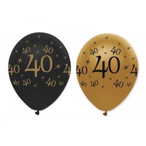 Latex Balloons 40 Black & Gold 30cm