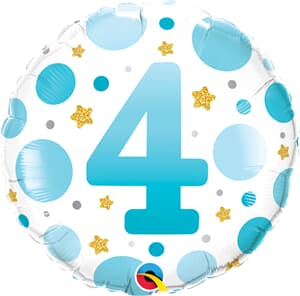 Qualatex Balloons Age 4 Blue Dots 45cm Foil