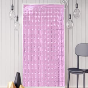 Foil backdrop / door curtain squares Pink 1 meter x 2 meter