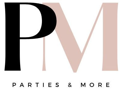 Parties and More Logo pink and black